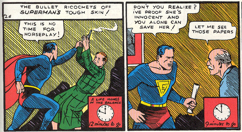 Panels 1 and 2 of Action Comics #1, page 4