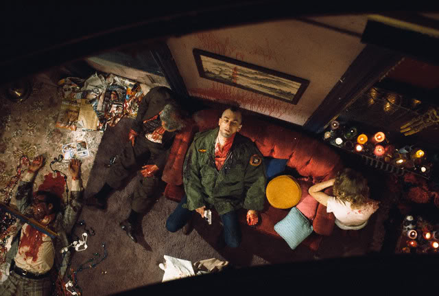 High angle shot from Taxi Driver of the murder scene